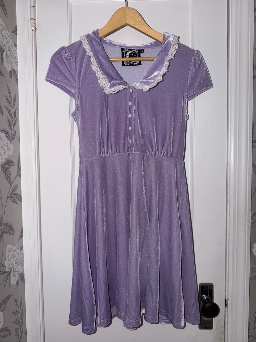 Killstar Every Mourning Lace Collar Lilac Velvet Dress